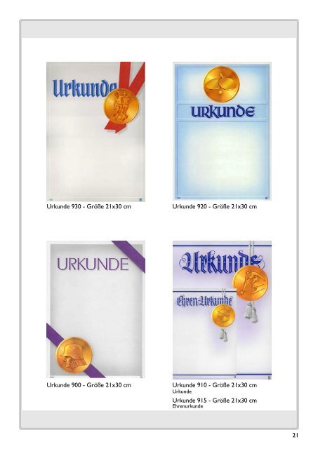 Preisliste für Urkunden 2010 - Cupshop