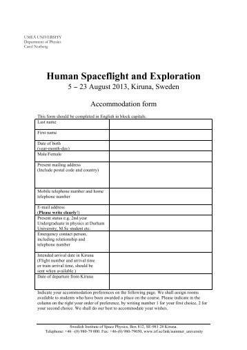 Accommodation form 2013