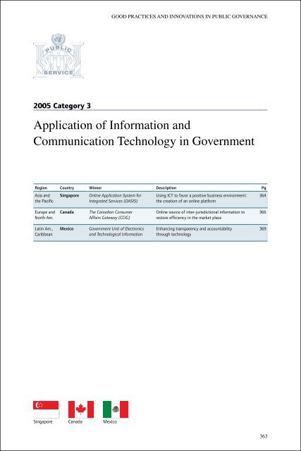 Good Practices and Innovations in Public Governance 2003-2011