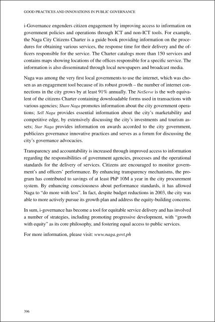 Good Practices and Innovations in Public Governance 2003-2011