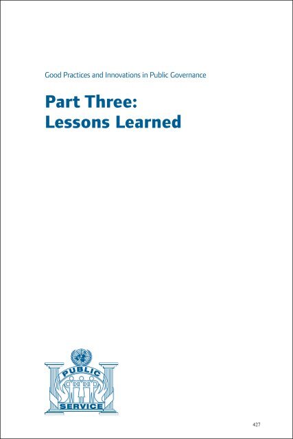 Good Practices and Innovations in Public Governance 2003-2011