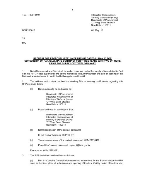 RFP - Information Resource & Facilitation Centre, Indian Navy