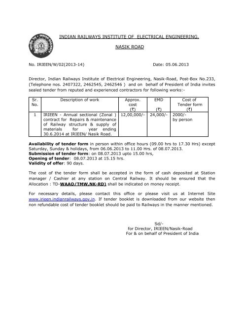 indian railways institute of electrical engineering, nasik road