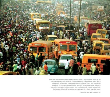 Buses drive through crowded Oshodi market. Lagos is ... - IRIN