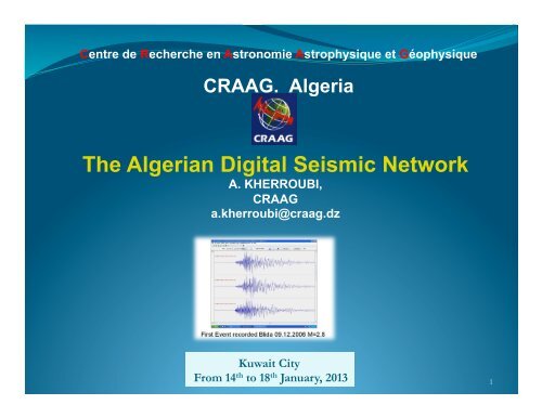 The Algerian Digital Seismic Network - IRIS