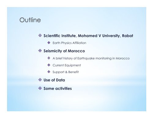 Moroccan Seismic Network: Overview - IRIS