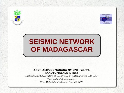 Seismic Network of Madagascar - IRIS