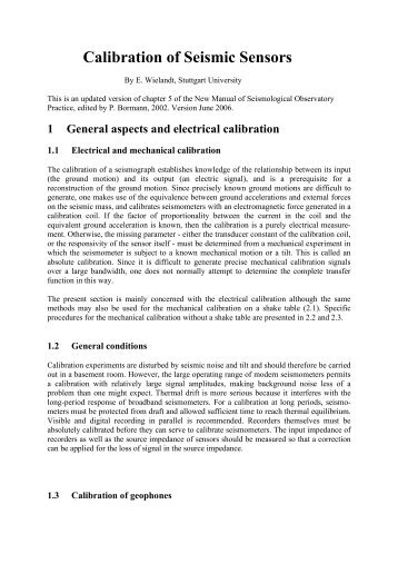 Calibration of Seismic Sensors - IRIS