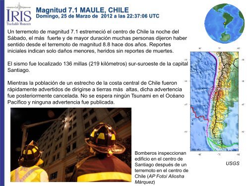 Magnitud 7.1 MAULE, CHILE - IRIS