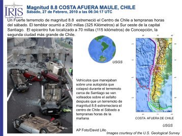 Magnitud 8.8 COSTA AFUERA MAULE, CHILE - IRIS