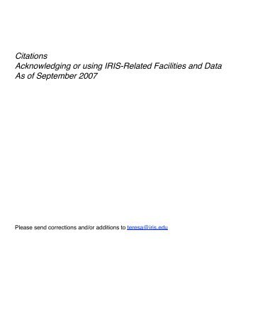 Citations Acknowledging or using IRIS-Related Facilities and Data ...