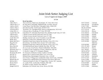 Judging Lists - Irish Setters UK & Ireland