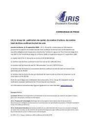 COMMUNIQUE DE PRESSE IRIS Group SA : publication du capital ...