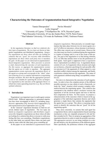 Characterizing the Outcomes of Argumentation-based ... - IRIT