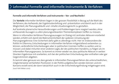 Formelle und informelle Instrumente & Verfahren in der Raumplanung