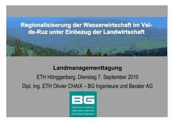 Regionalisierung der Wasserwirtschaft im Val-de-Ruz ...