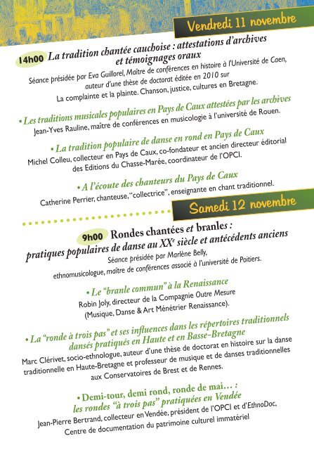 Pays de Caux Pays de Chanteurs â¢ Colloque - Irma