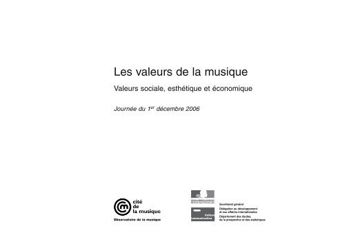 Les valeurs de la musique - Observatoire de la Musique - CitÃ© de la ...