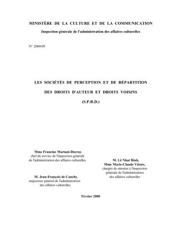 Les SociÃ©tÃ©s de perception et de rÃ©partition des droits d ... - Irma