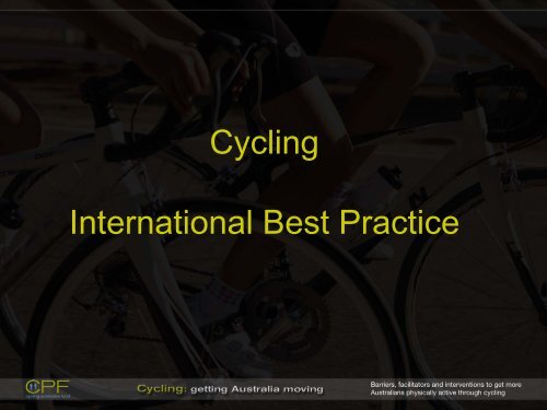 Perspectives on International Best Practice in Cycling Infrastructure