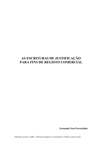 As escrituras de justificaÃ§Ã£o para fins de registo comercial