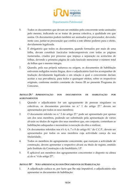 programa de procedimento - Instituto dos Registos e Notariado