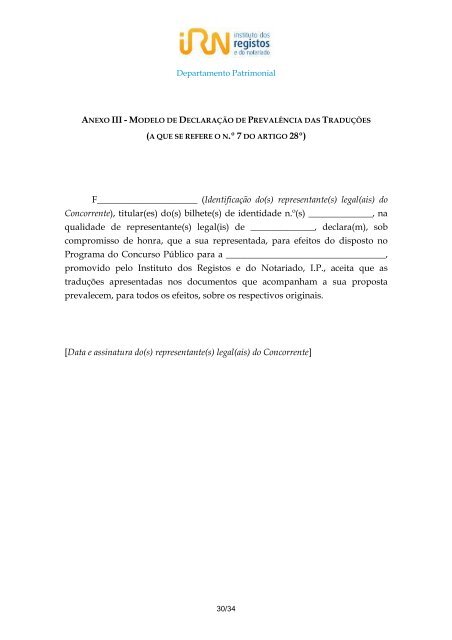 programa de procedimento - Instituto dos Registos e Notariado