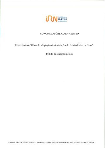 Pedido e Resposta a Esclarecimentos do Caderno de Encargos