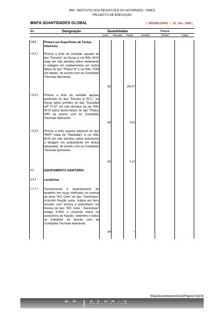 Mapa de quantidades global em PDF - Instituto dos Registos e ...