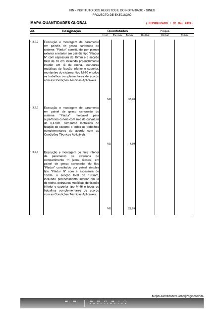 Mapa de quantidades global em PDF - Instituto dos Registos e ...