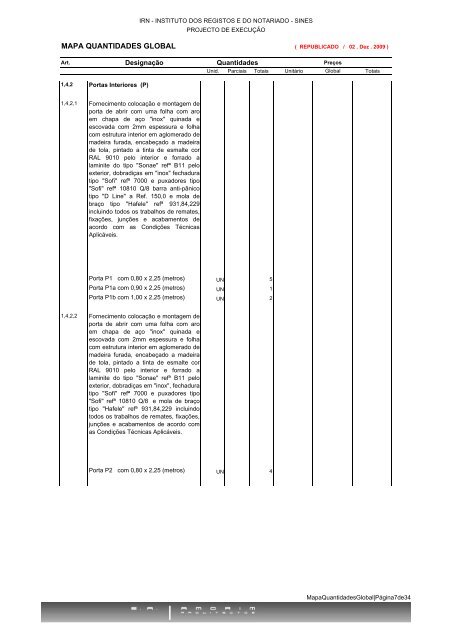 Mapa de quantidades global em PDF - Instituto dos Registos e ...