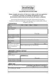 Volunteer Application Form - Ironbridge Gorge Museum