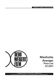 Manfrotto Avenger Price List 07/2011 - Dedo Weigert Film