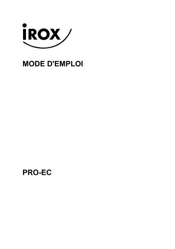 MODE D'EMPLOI PRO-EC - Irox