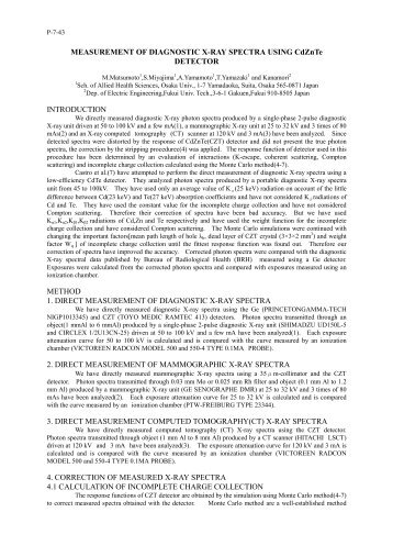 MEASUREMENT OF DIAGNOSTIC X-RAY SPECTRA USING ...