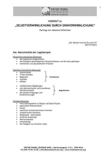 Handout Selbstverwirklichung durch ... - IRPB-Salzburg