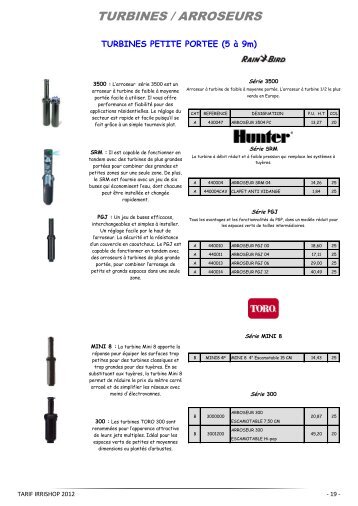 TURBINES / ARROSEURS - irrishop