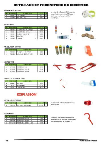 OUTILLAGE ET FOURNITURE DE CHANTIER - irrishop