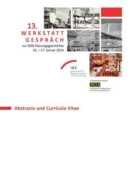 Abstracts und Curricula Vitae - IRS