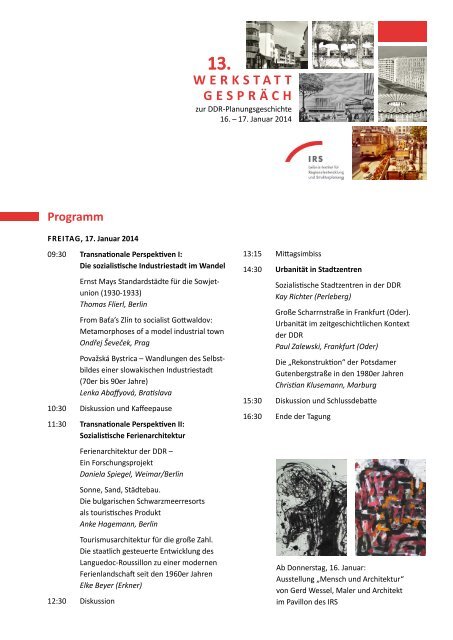 Abstracts und Curricula Vitae - IRS