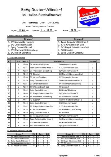 Spielplan 1 - Spielvereinigung Gustorf - Gindorf