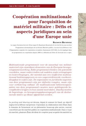 CoopÃ©ration multinationale pour l'acquisition de matÃ©riel militaire ...