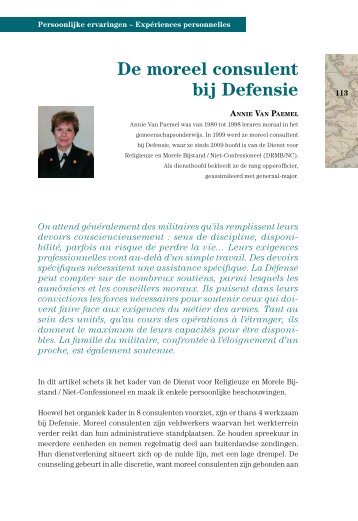 De moreel consulent bij Defensie