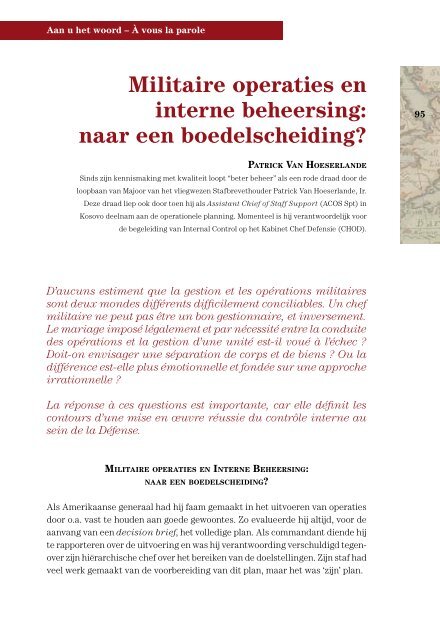 Militaire operaties en interne beheersing: naar een boedelscheiding?