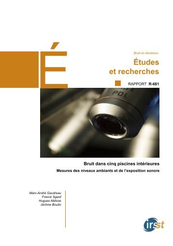Bruit dans cinq piscines intérieures – Mesures des niveaux ... - Irsst