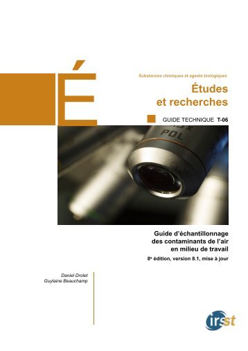 Guide d'échantillonnage des contaminants de l'air en milieu ... - Irsst