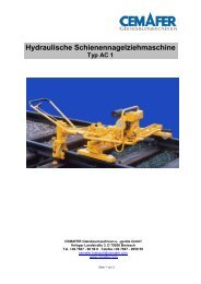 Hydraulische Schienennagelziehmaschine Typ AC 1 -  Cemafer GmbH