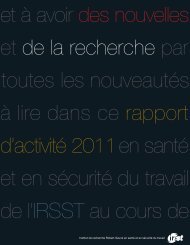 Rapport d'activité 2011 - Irsst