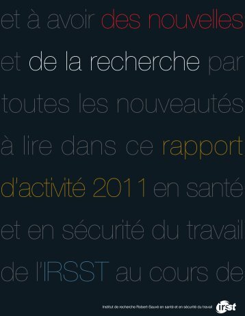 Rapport d'activité 2011 - Irsst