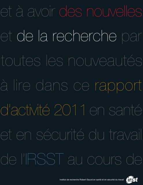 Rapport d'activité 2011 - Irsst